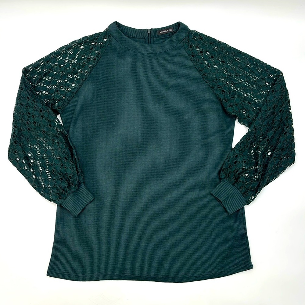 Miholl Teal Lace Sleeve Top‎ size L